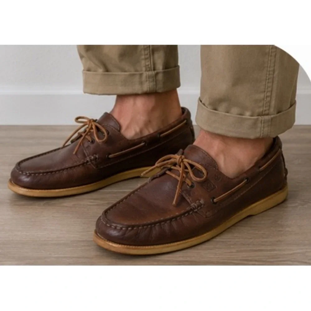 Sperry Top-Sider Mens Authentic Original Boat Shoes Brown Leather 0195115 9.5M